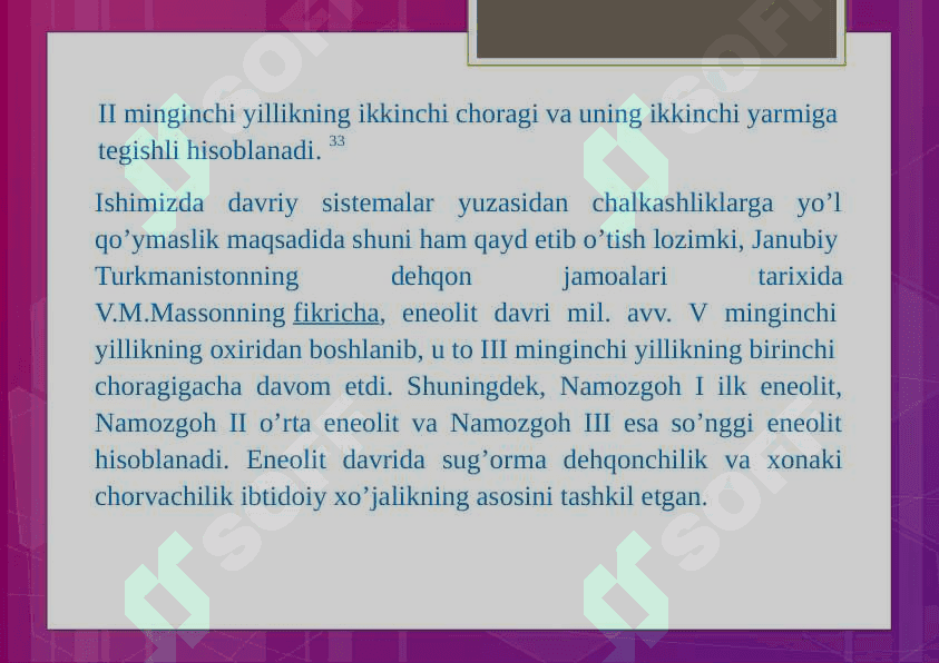 OKS SIVILIZATSIYASINING  TURKMANISTONDAGI  BRONZA DAVRI YODGORLIKLARI. 8