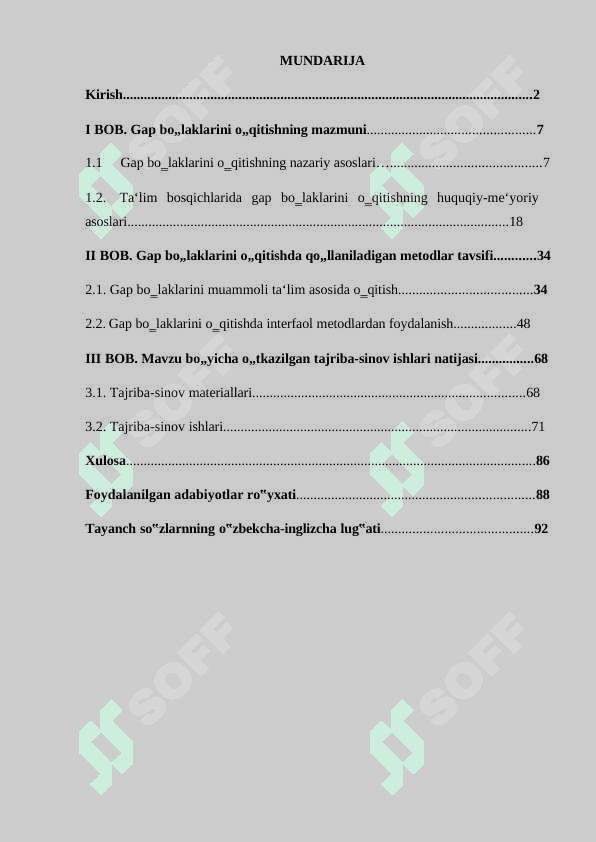 Gap bo’aklarini o’gatishda qo’laniladigan metodlar 2
