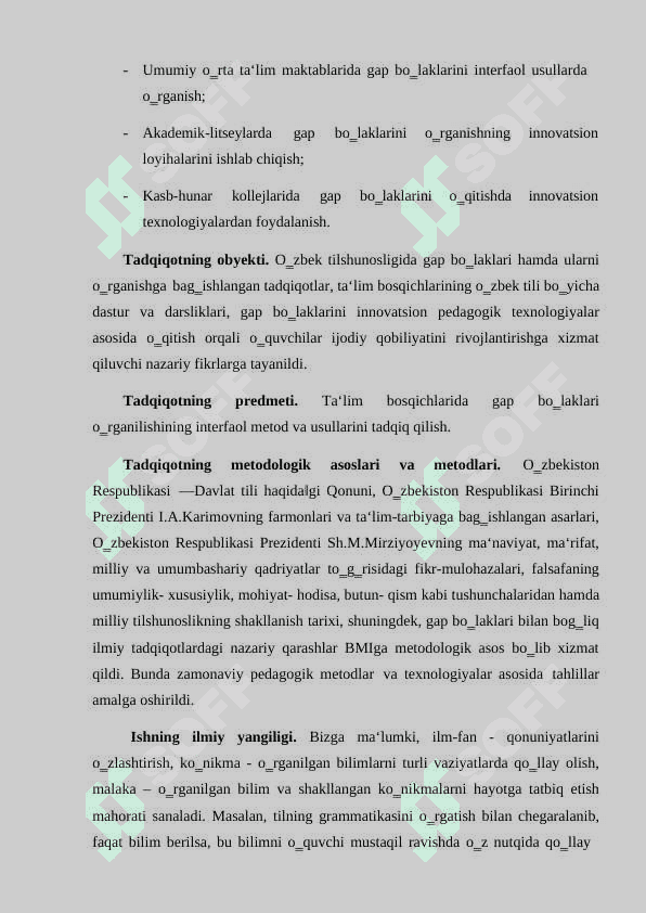 Gap bo’aklarini o’gatishda qo’laniladigan metodlar 5