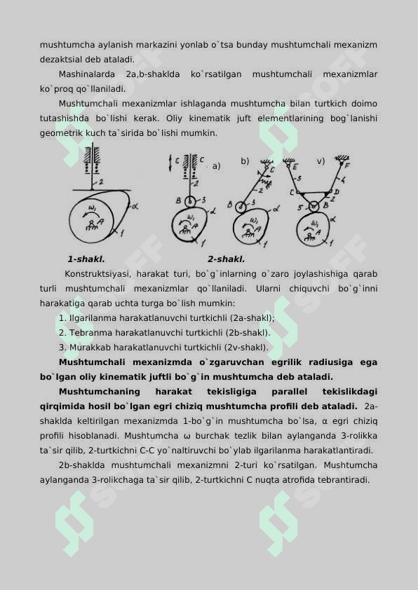 MUSHTUMCHALI MEXANIZMLAR TURLARI, KINEMATIK TAHLILI VA SINTEZI 2