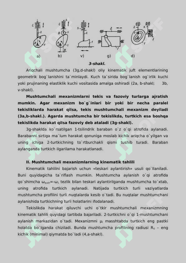 MUSHTUMCHALI MEXANIZMLAR TURLARI, KINEMATIK TAHLILI VA SINTEZI 3