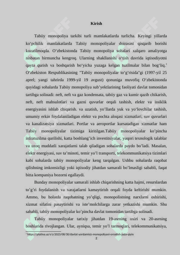 TABIIY MONOPOL KORXONALARI VA ULARNING XUSUSIYATLARI 2