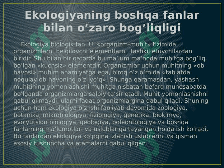O'ZBEKISTONDA EKOLOGIYA FANINING RIVOJLANISHI 8