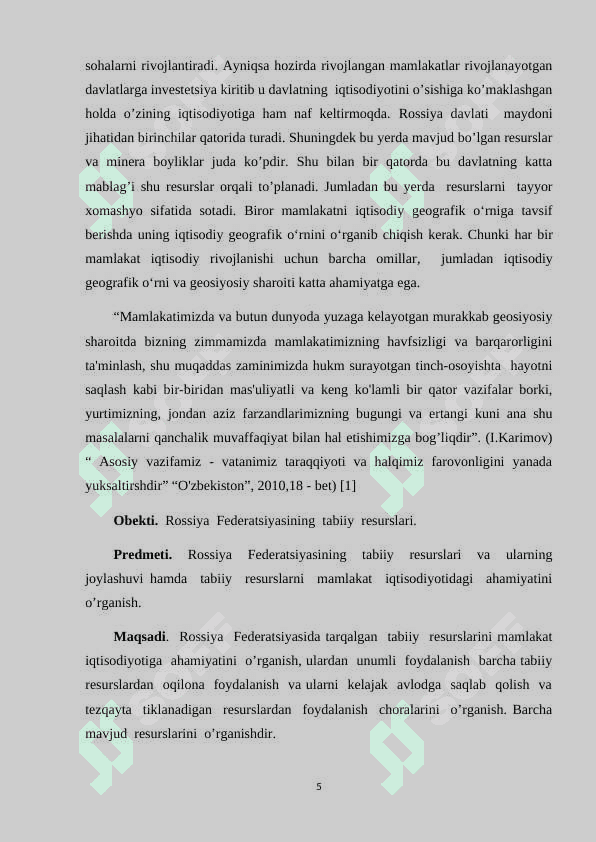 ROSSIYA FEDERATSIYASI TABIIY RESURSLARNING HUDUDI JOYLASHUVI 3