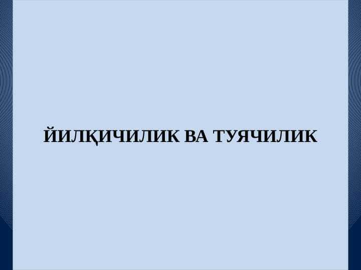 Yilqichilik vа tuyachilik