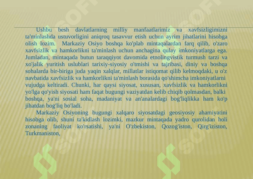 O'ZBEKISTONNING GEOSIYOSIY O'RNI 5