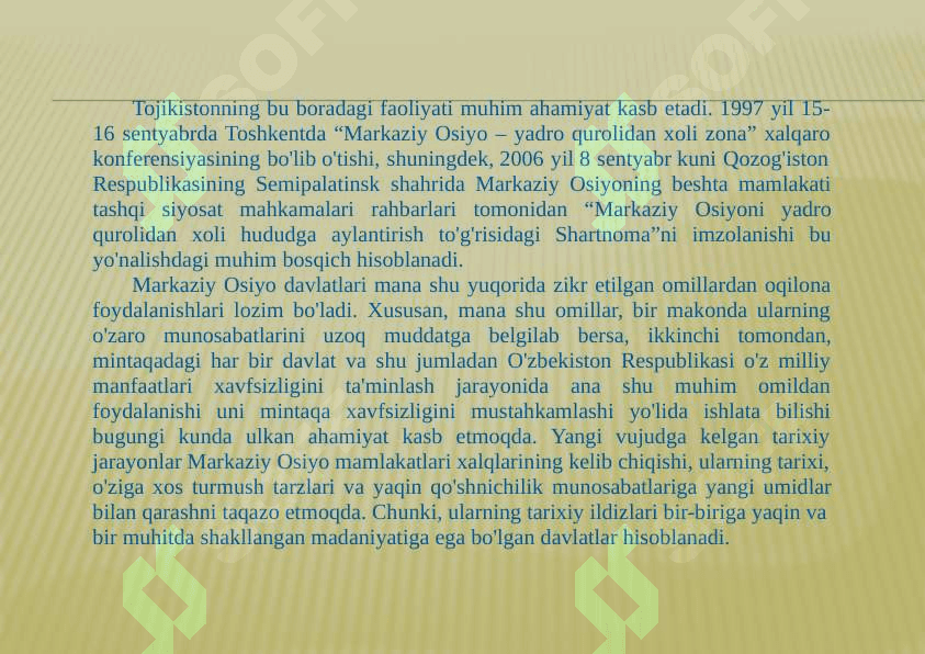 O'ZBEKISTONNING GEOSIYOSIY O'RNI 6