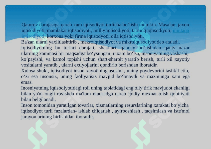 MILLIY IQTISODIYOT RIVOJLANISH DARAJASI VA  MILLIY BOYLIK 5
