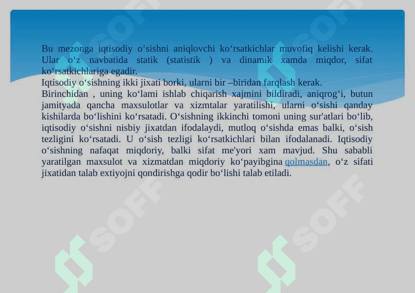 MILLIY IQTISODIYOT RIVOJLANISH DARAJASI VA  MILLIY BOYLIK 8