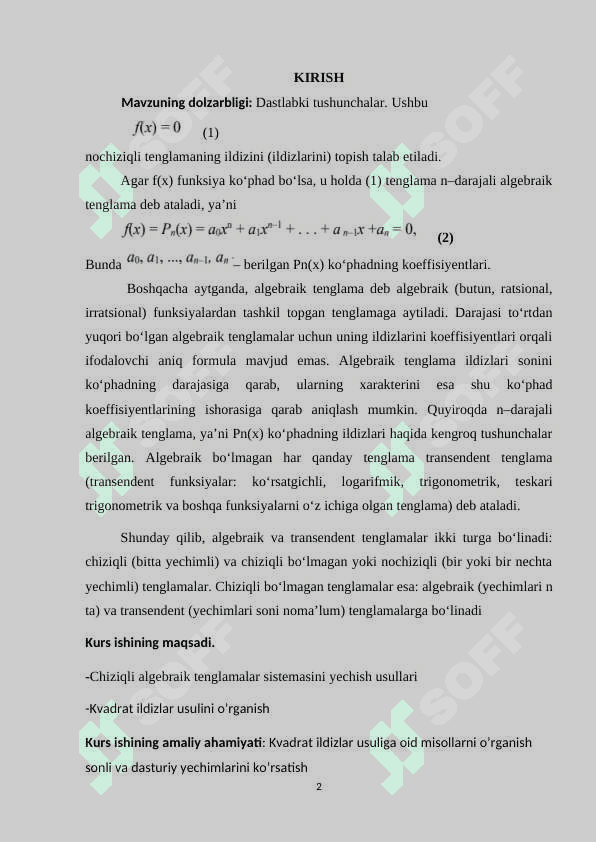 Kvadrat ildizlar usuli 2