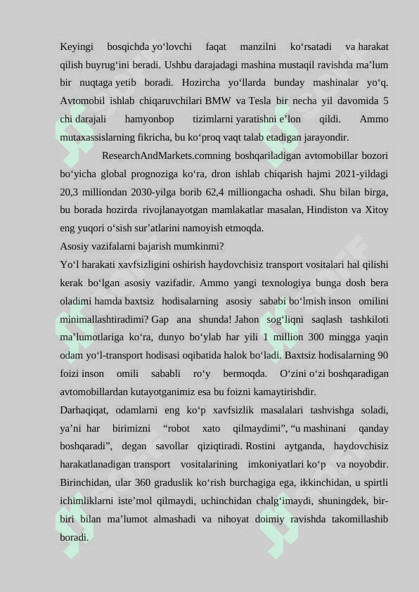 O'zini o'zi boshqaradigan transport vositalarini konstruksiyalash va modellashtirish 7