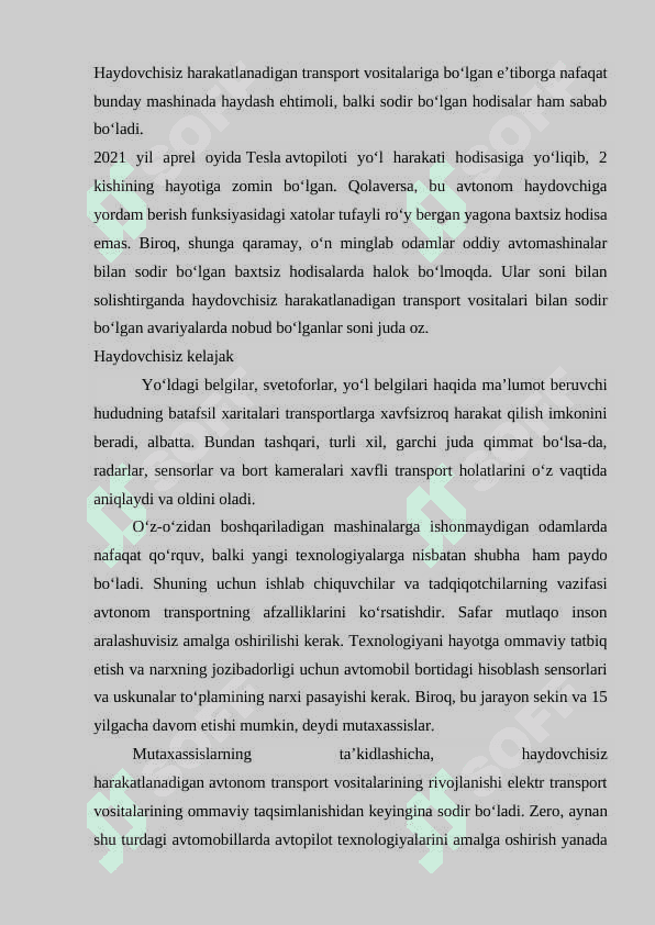 O'zini o'zi boshqaradigan transport vositalarini konstruksiyalash va modellashtirish 8