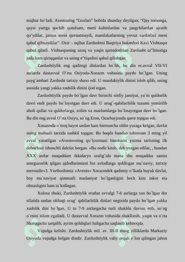 Zardushtiylik dini haqida ma’lumotlar mustaqil ish 6