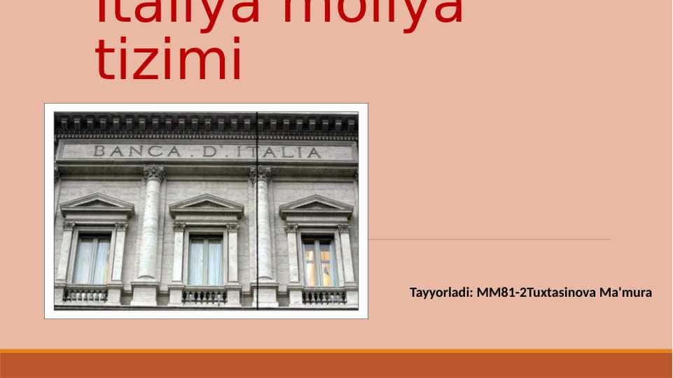 Italiya moliya tizimi 1