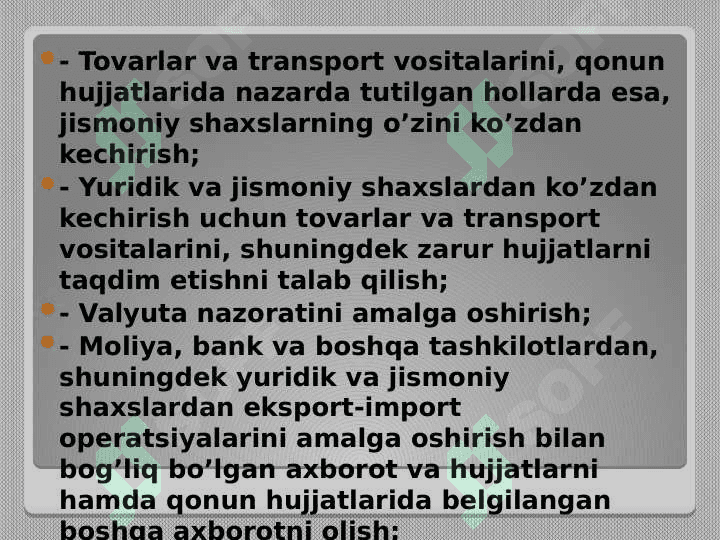 BOJXONA XIZMATI NAZORATINI TASHKIL ETISHNING HUQUQIY ASOSLARI 8