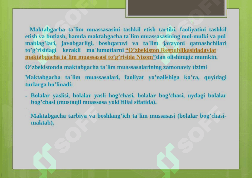 MAKTABGACHA TA’LIM TIZIMINI BOSHQARISHNI TAKOMILLASHTIRISH CHORA-TADBIRLARI TO’G’RISIDA 3