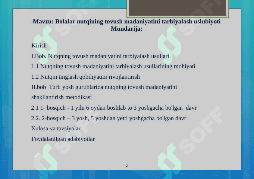 Bolalar nutqining tovush madaniyatini tarbiyalash uslubiyoti 2