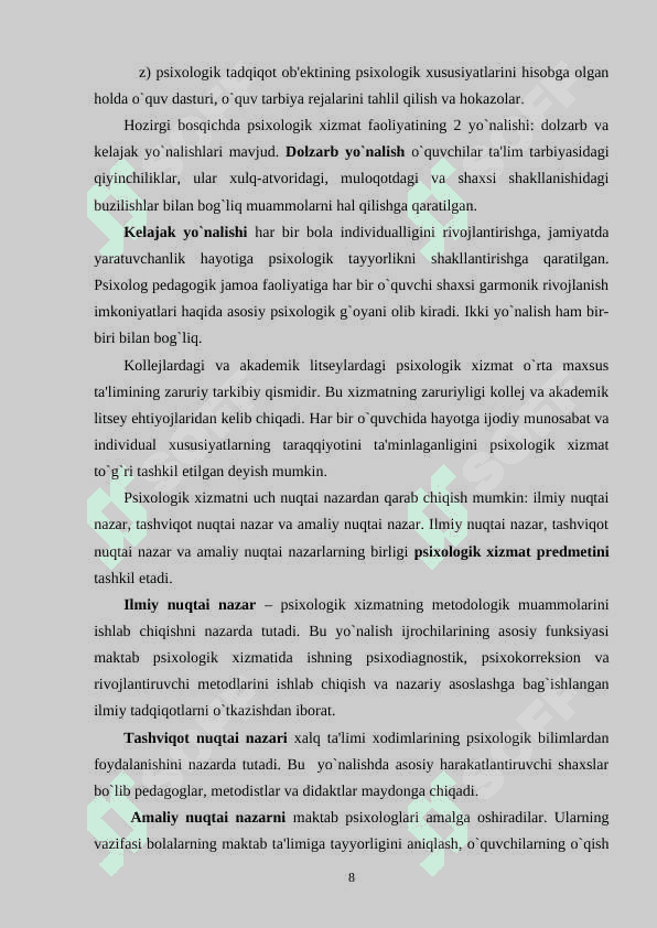 PSIXOLOGIK XIZMATNI TASHKIL ETISH MUAMMOLARI 8