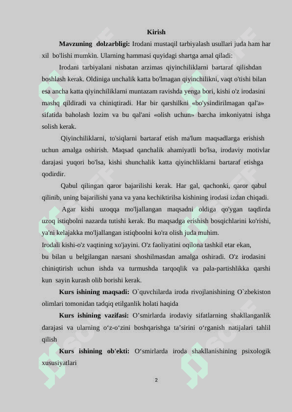 O'quvchi shaxsiga irodaviy sifatlarni shakllantirish o'z-o'zini tarbiyalash metodlarining  o'rni 2