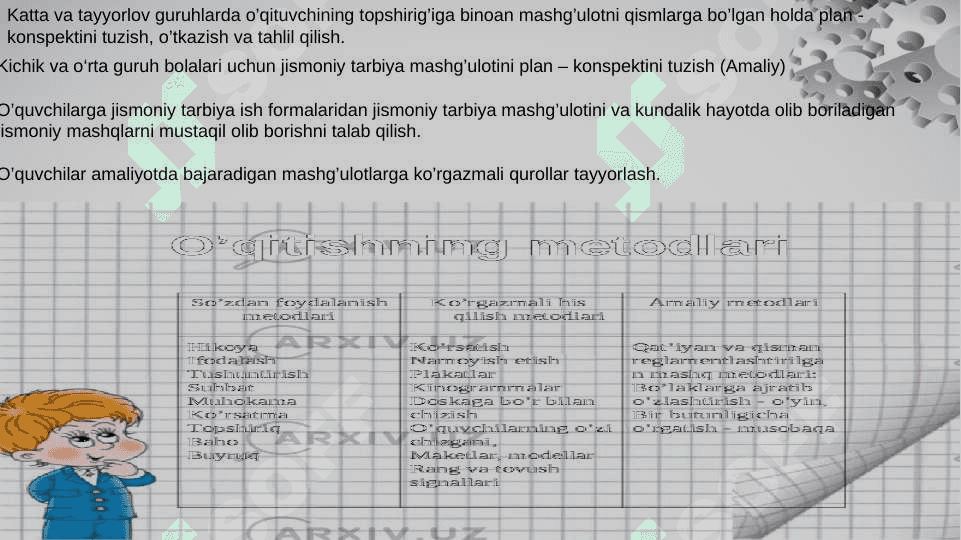 Maktabgacha talim muassasalarida jismoniy tarbiya bo’yicha o’quv ishlarini rejalashtirish. 4