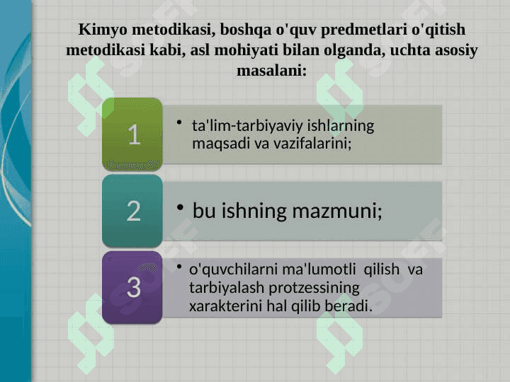 BOSHLANG'ICH KIMYOVIY TUSHUNCHALARNI O'QITISH METODIKASI 3