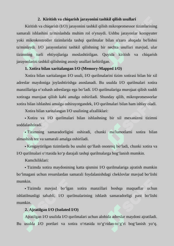 Kiritish va chiqarish jarayonini amalga oshirish 6