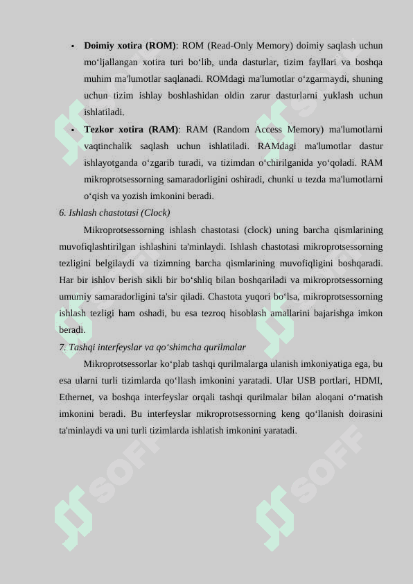Mikroprotsessor asosiy qurilmalari va ularning vazifalari 6