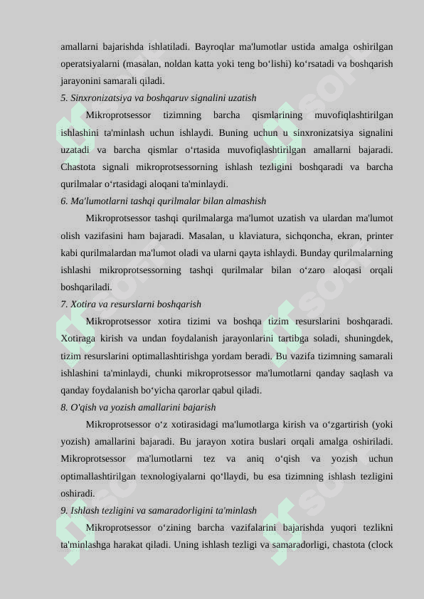 Mikroprotsessor asosiy qurilmalari va ularning vazifalari 8