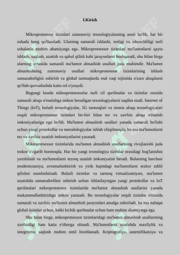 Mikroprotsessor tizimlarining ma'lumot almashish usullari 2