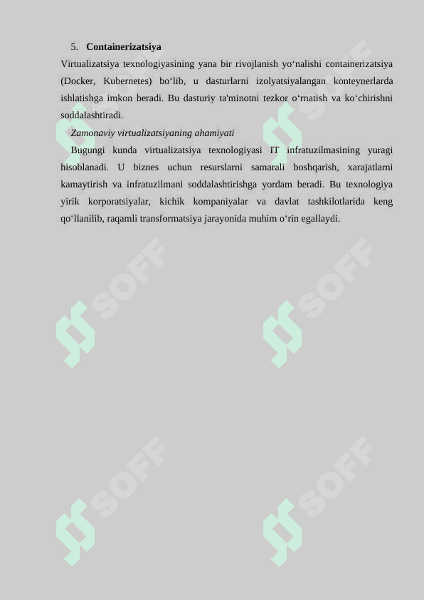 Virtualizatsiya texnologiyasi va uning qo'llanilish sohalari 5