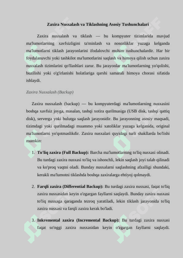 Windows OTda zaxira nusxalashni (Backup and Restore) amalga oshirish. 4