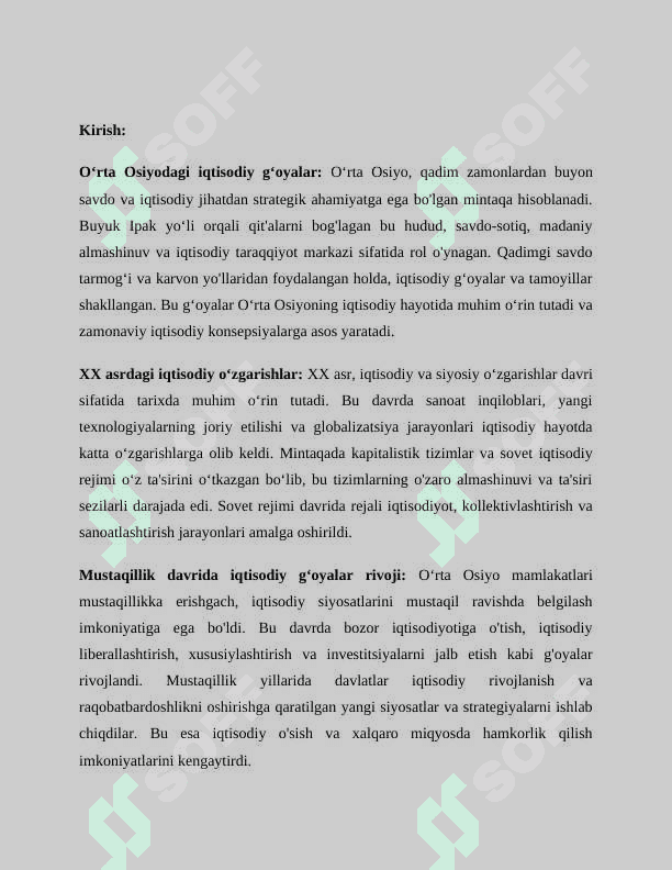 Oʻrta osiyodagi iqtisodiy gʻoyalar    MUSTAQIL ISH 3