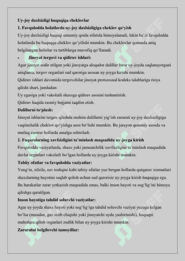 Uy joy daxlsizligi huquqi 25 6