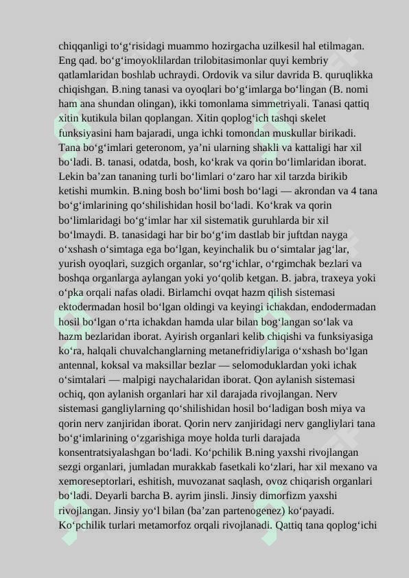 Bo’g’imoyoqlilarning keng tarqalish sabablari 4