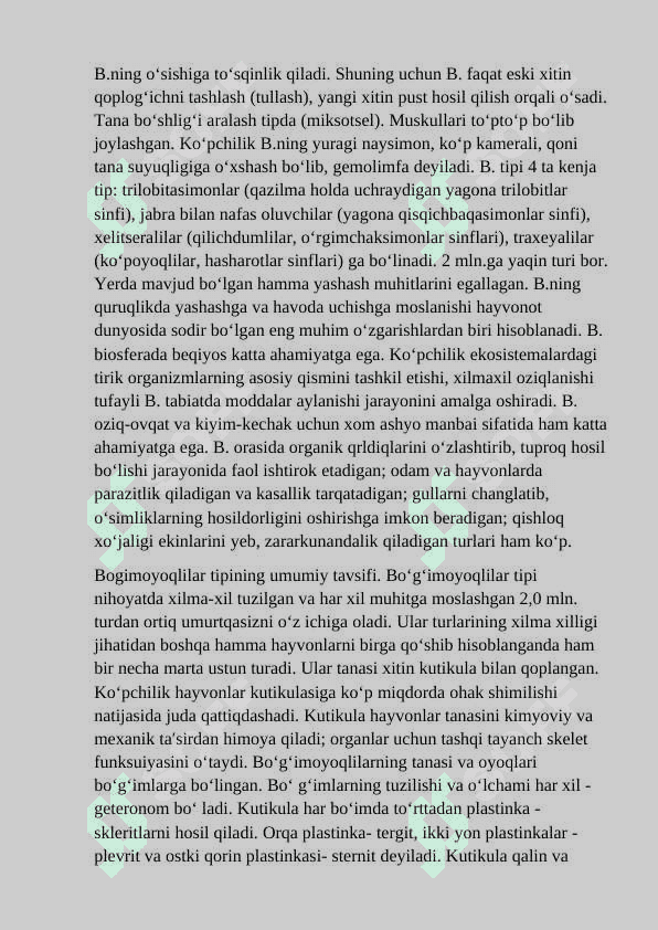 Bo’g’imoyoqlilarning keng tarqalish sabablari 5