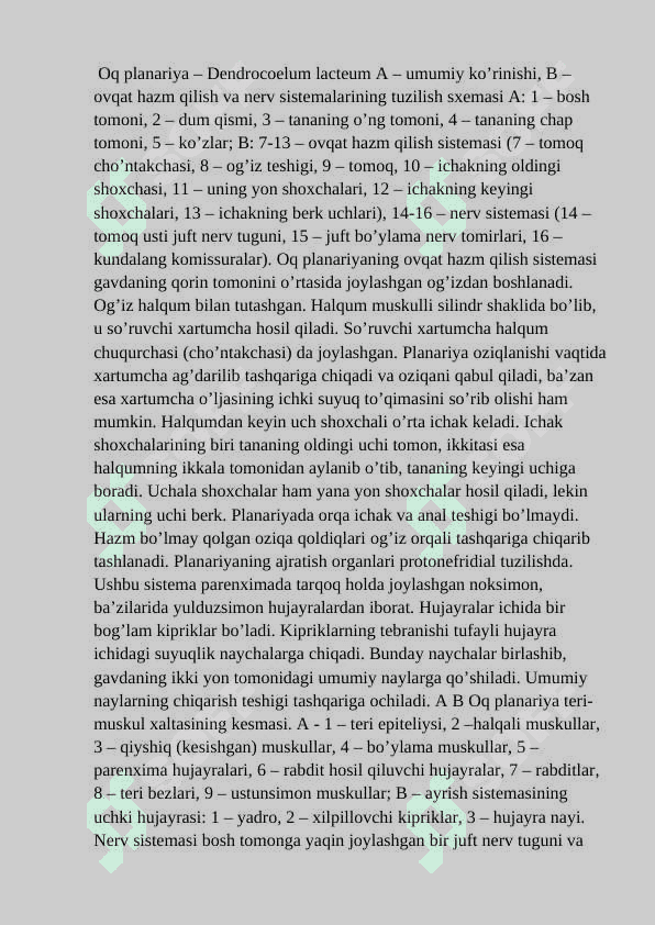Yassi chuvalchanglarning rivojlanish sikli – parazitik xayot mahsuli 8