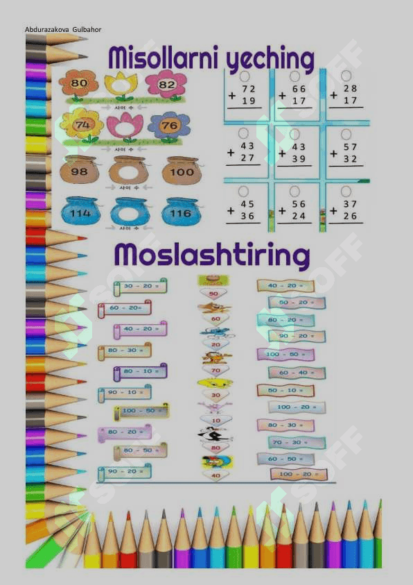 Boshlang'ich talim uchun (matematika) 5