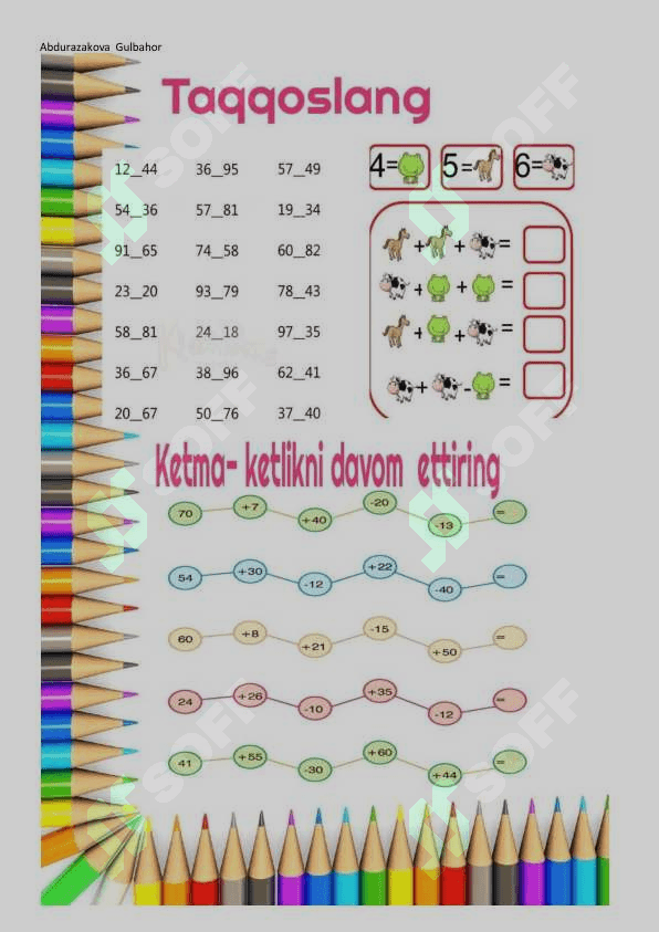 Boshlang'ich talim uchun (matematika) 6