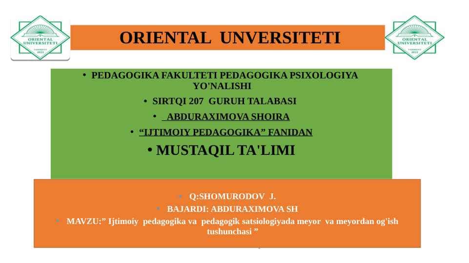 Ijtimoiy  pedagogika va  pedagogik satsiologiyada meyor  va meyordan og'ish tushunchasi