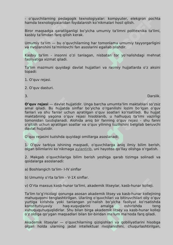 Ta'limni tashkil etish turlari va shakllari. 3