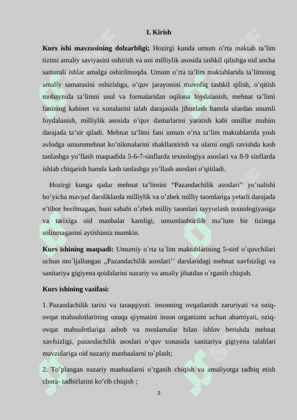 O`quvchilarga “Pazandachilik ishlari uchun ish o`rnini tashkil etish va mehnat xavfsizligi talablari” mavzusini o`qitish metodikasi 3