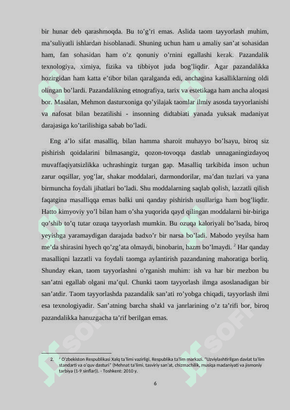 O`quvchilarga “Pazandachilik ishlari uchun ish o`rnini tashkil etish va mehnat xavfsizligi talablari” mavzusini o`qitish metodikasi 7