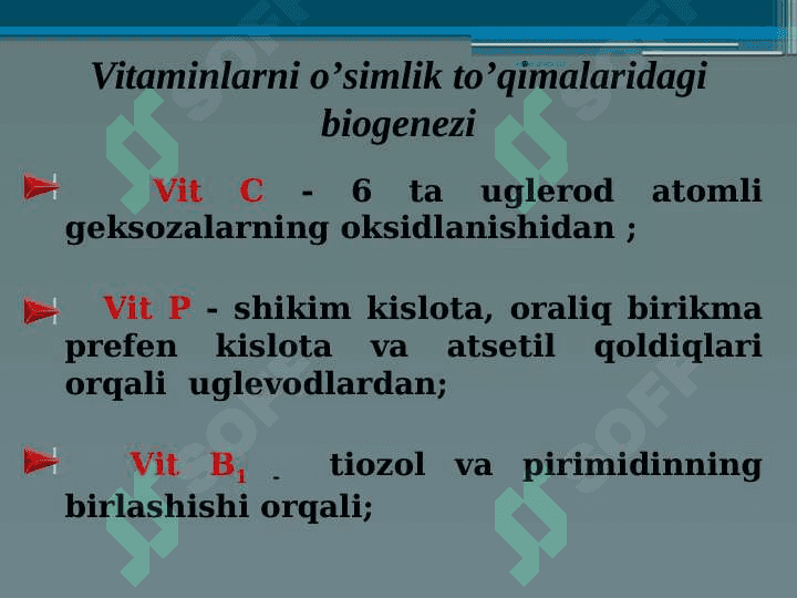 Vitaminlar. “Suvda va yog`da eriydigan vitaminlar 4