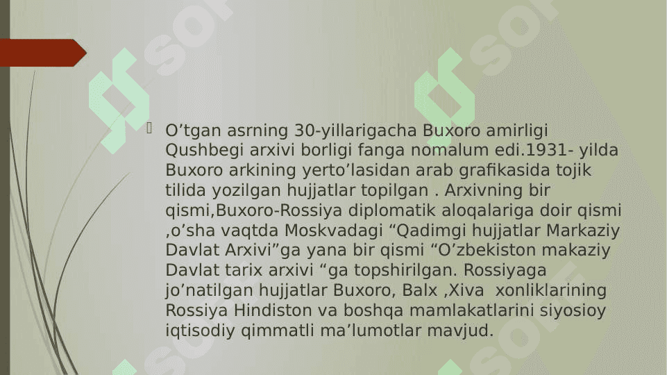 Buxoro amirligi Qushbegi arxivi 3