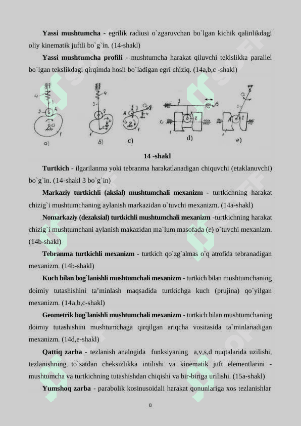 MASHINA VA MEXANIZMLAR NAZARIYASI FANIDAN TAYANCH TUSHUNCHALAR VA IBORALAR 8