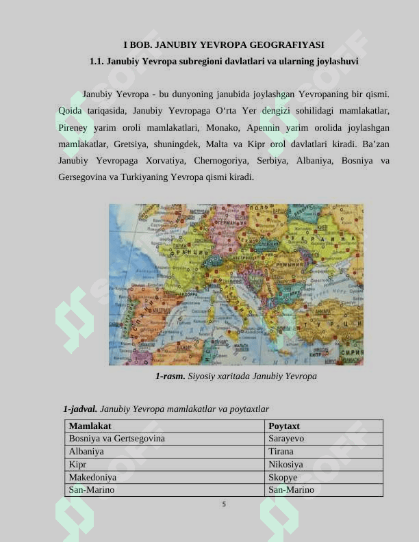 Janubiy Yevropa mamlakatlari geografiyasi 5