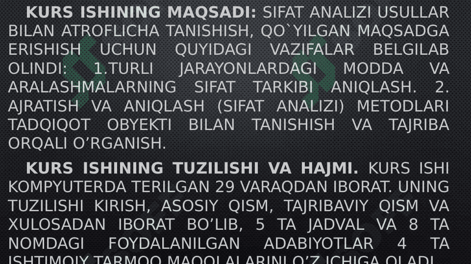 Ajratish va aniqlash (sifat analizi) metodlari. 2