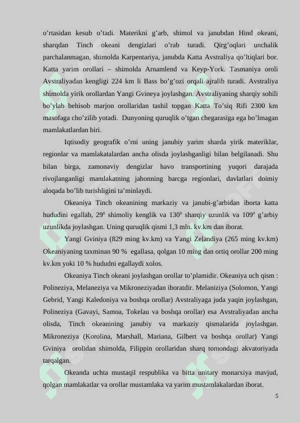 Avstraliya va Okeaniya geografiyasi 5