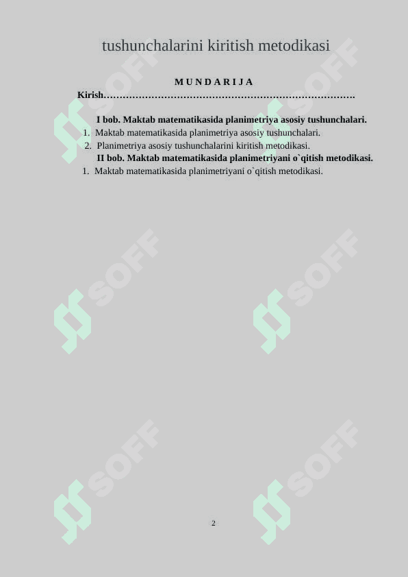 Maktab matematikasida planimetriya asosiy tushunchalarini kiritish metodikasi 2
