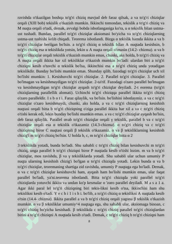 Maktab matematikasida planimetriya asosiy tushunchalarini kiritish metodikasi 8